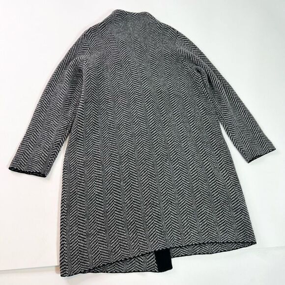 J Jill Cardigan Jacket Women Large Wool Blend Herringbone Overcoat Copley Topper - Picture 7 of 10